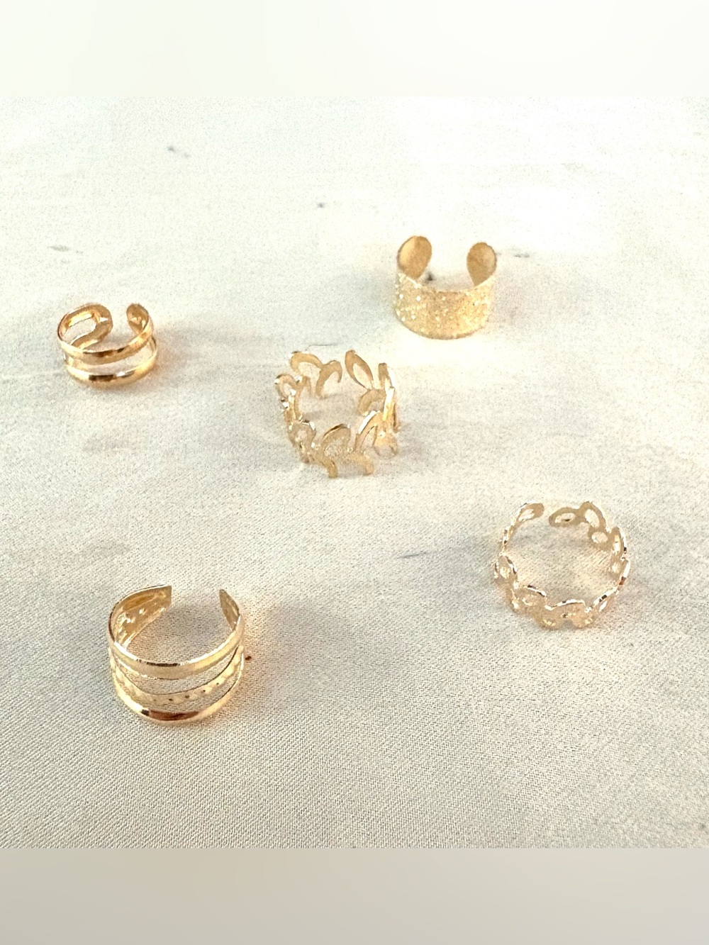 Gold Tone Adjustable Ear Cuffs - Set of 5